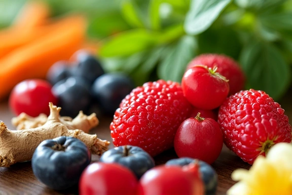 Składniki roślinne używane w produktach Vitaenergialife, takie jak zioła i owoce.